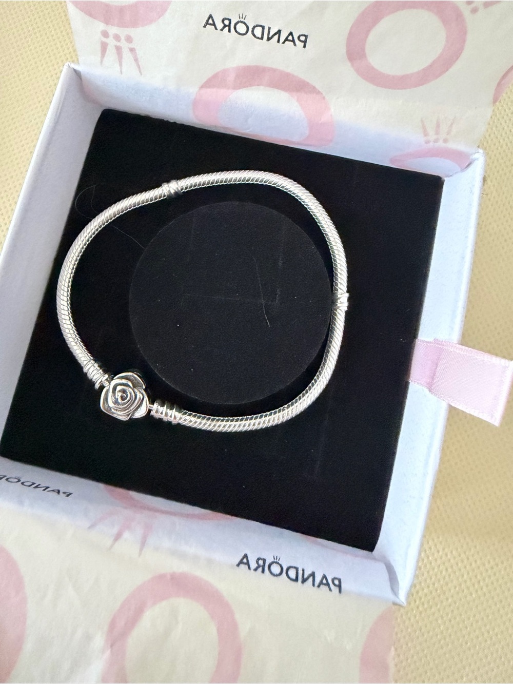 Pandora Rose in Bloom Clasp Snake Chain Bracelet